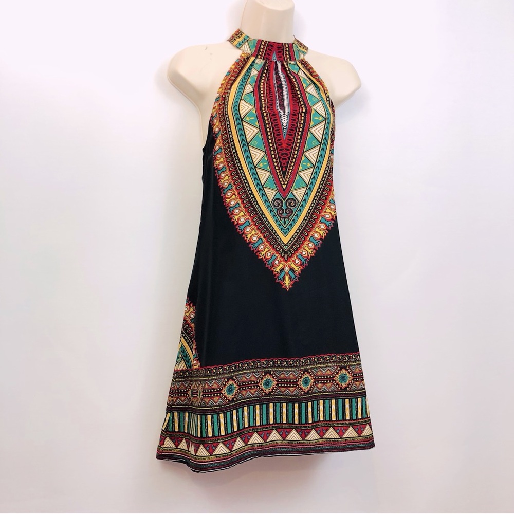 Band of Gypsies Azetc Tribal Print Halter Dress